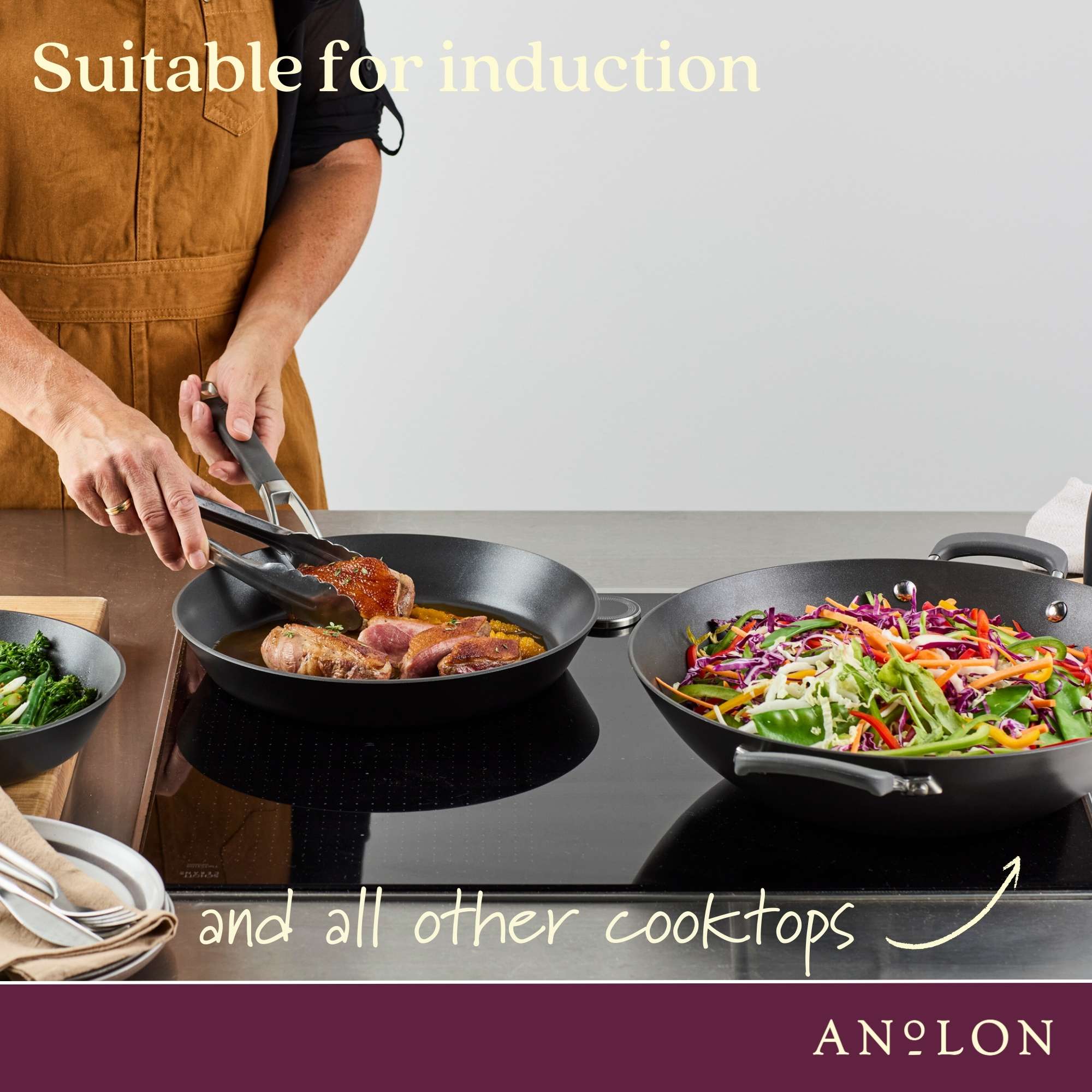 Anolon Endurance+ Nonstick Induction French Skillet 26cm and Covered Casserole 26cm/5.2L slider