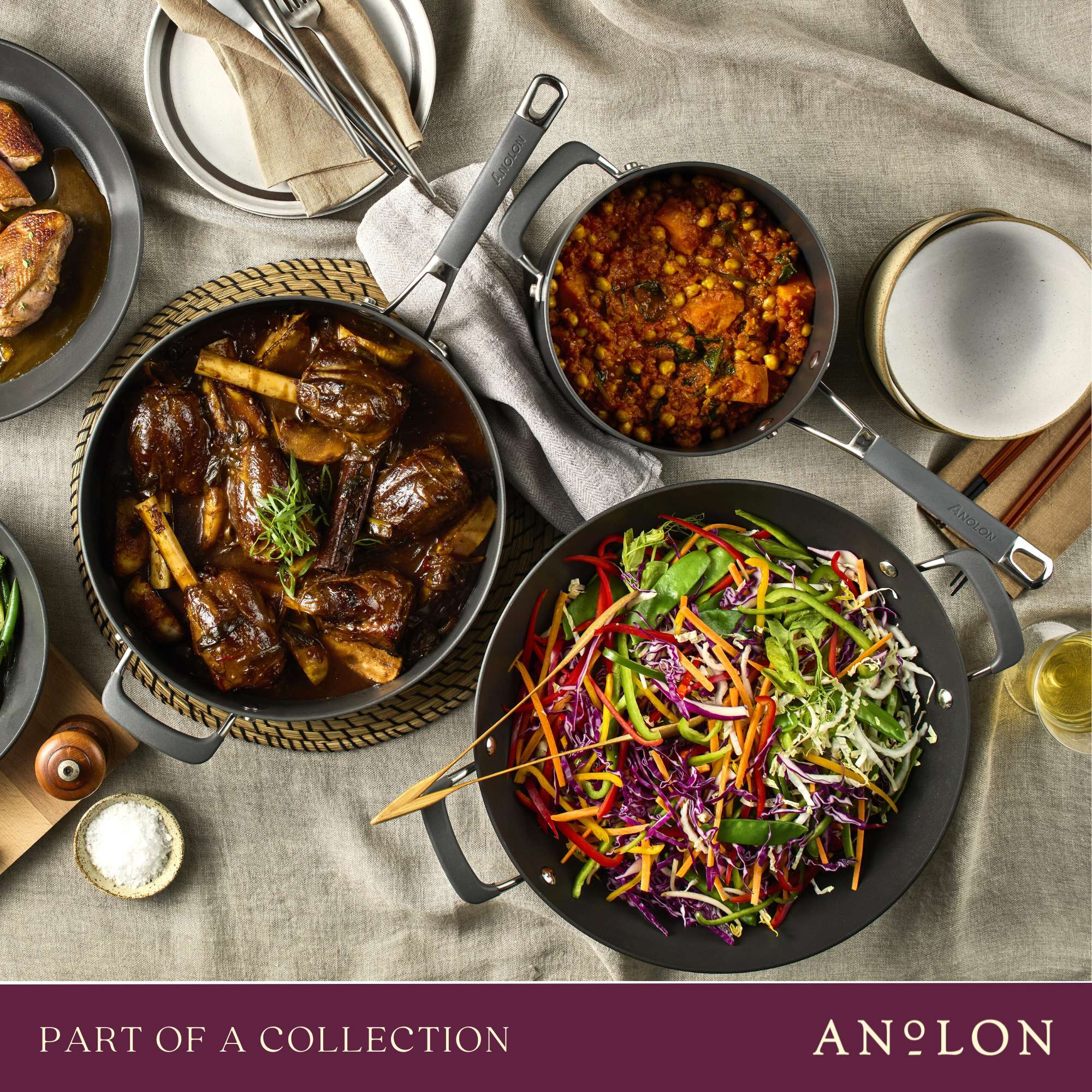 Anolon Endurance+ Nonstick Induction French Skillet 26cm and Covered Casserole 26cm/5.2L slider