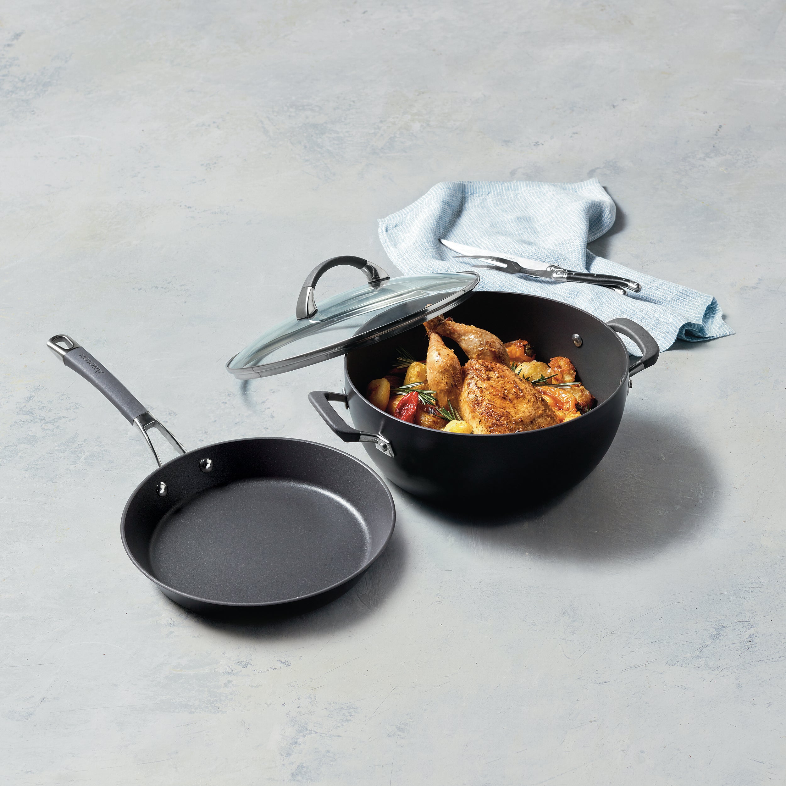 Anolon Endurance+ Nonstick Induction French Skillet 26cm and Covered Casserole 26cm/5.2L slider