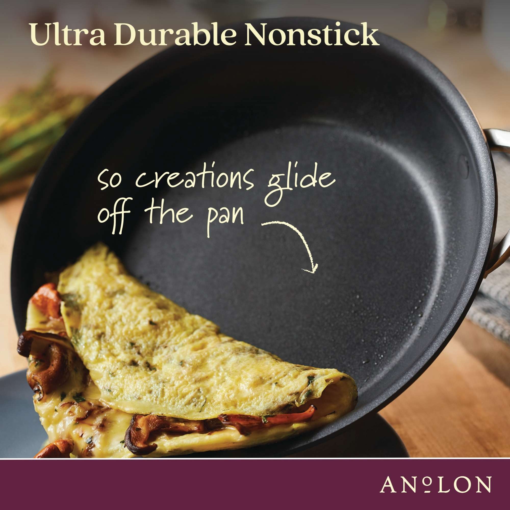 Anolon Endurance+ Nonstick Induction French Skillet 26cm and Covered Casserole 26cm/5.2L slider