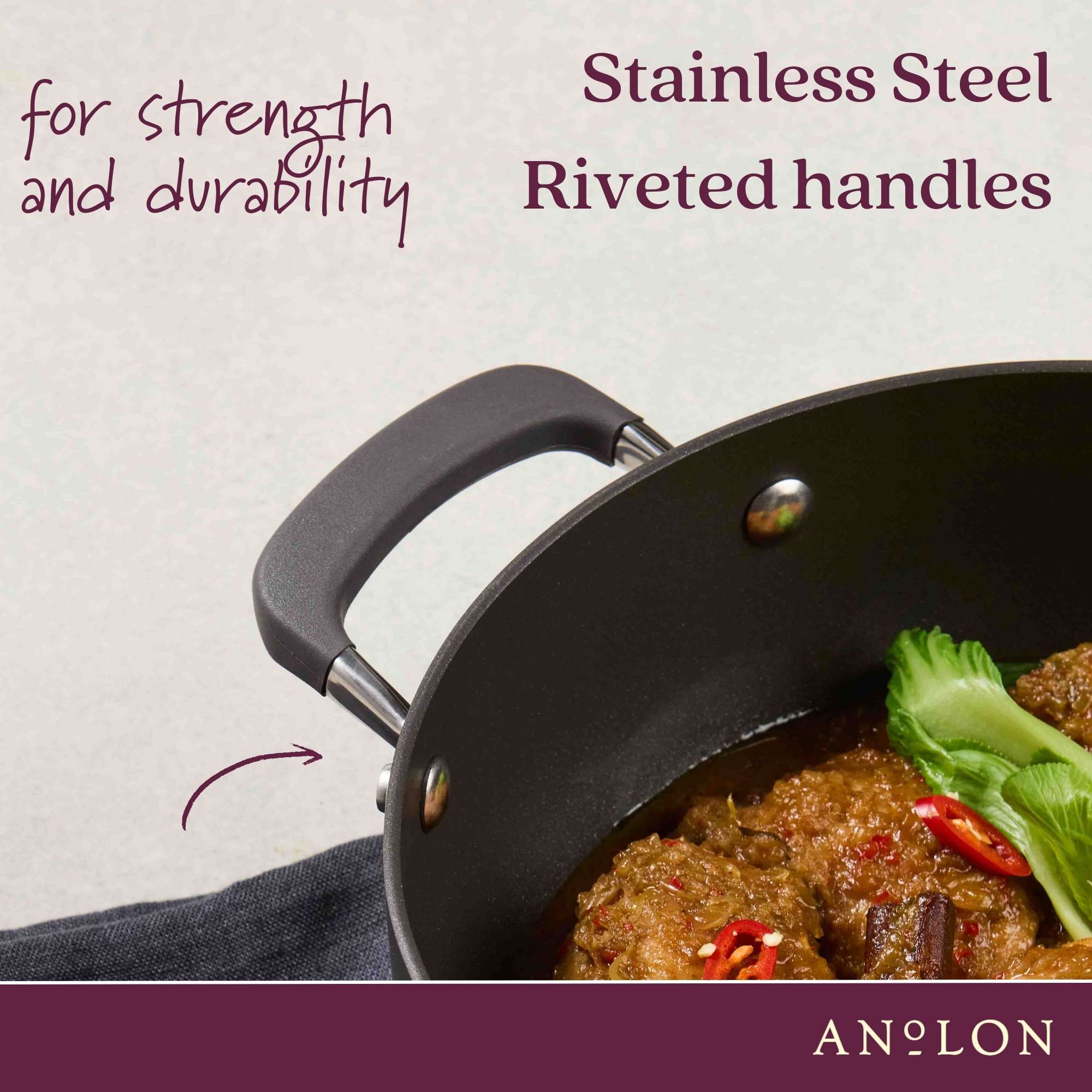 Anolon Endurance+ Nonstick Induction French Skillet 26cm and Covered Casserole 26cm/5.2L slider