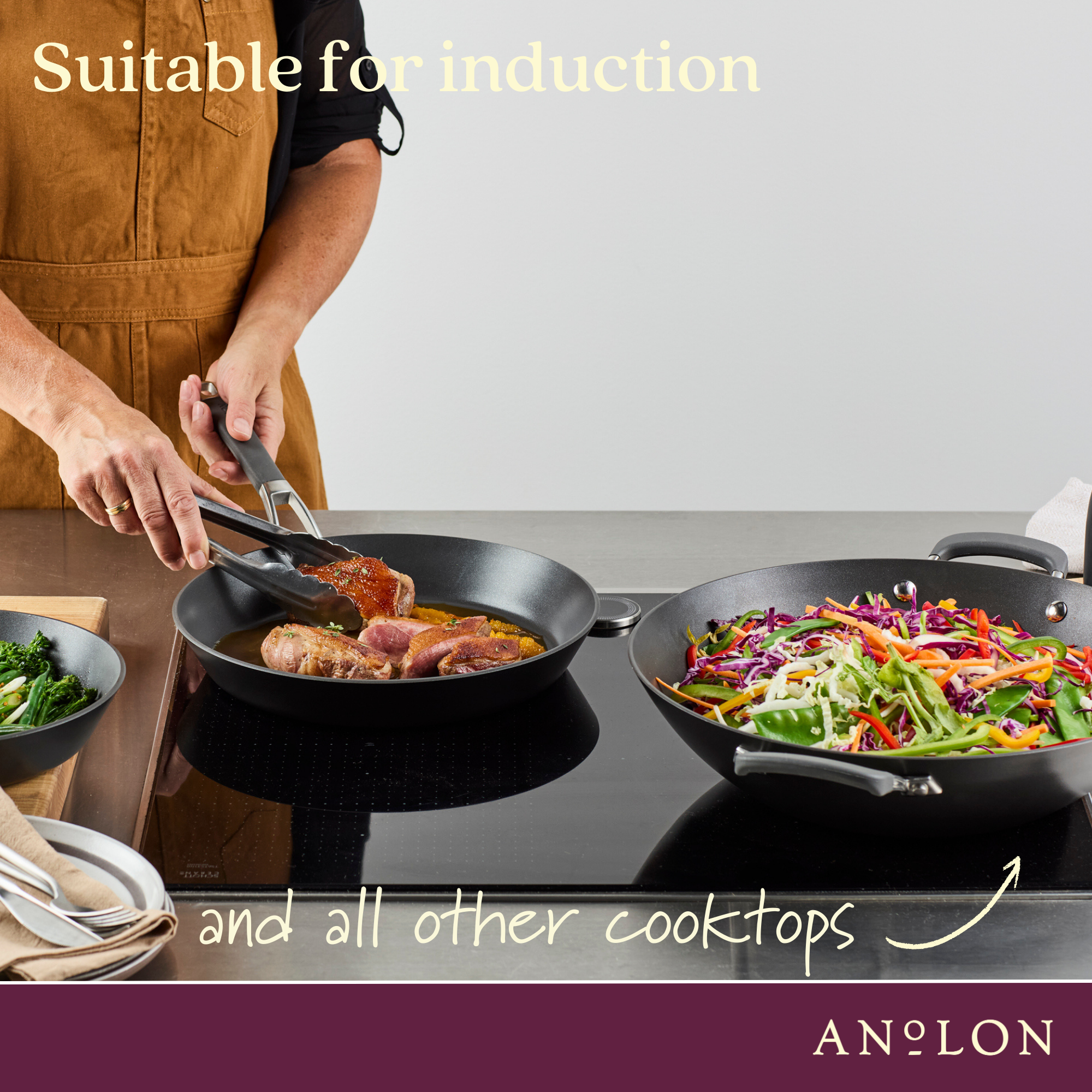 Anolon Endurance+ Nonstick Induction Open French Skillet 26cm and Covered Sautéuse 28cm/4.7L slider