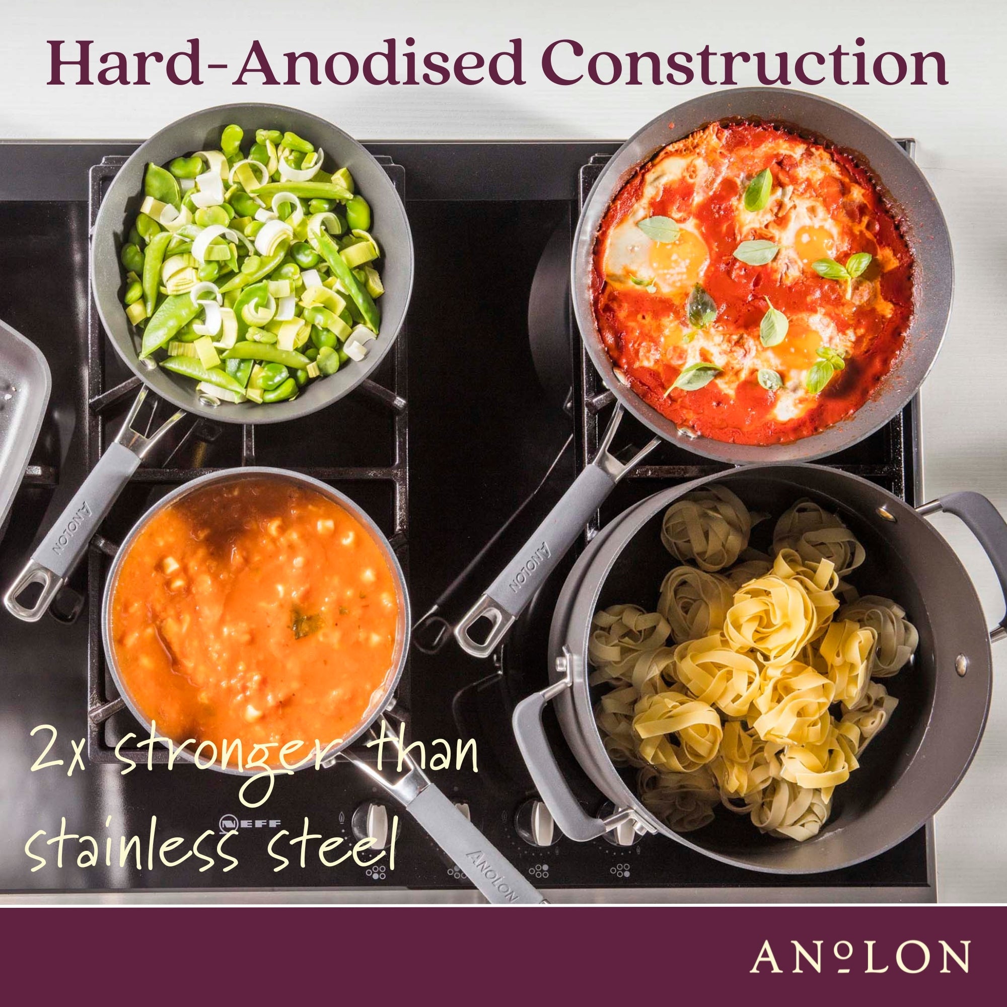 Anolon Endurance+ Nonstick Induction Open French Skillet 26cm and Covered Sautéuse 28cm/4.7L slider