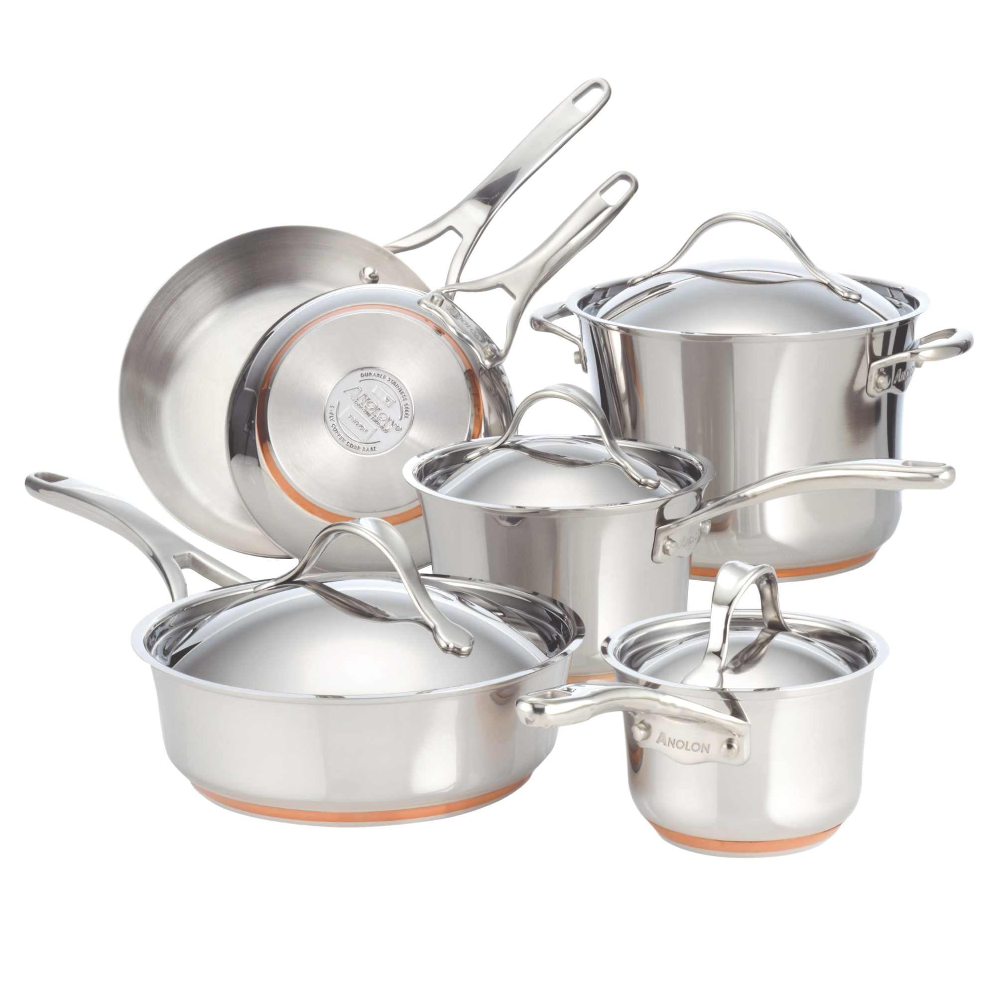 Anolon Nouvelle Copper Stainless Steel 10 Piece Cookware Set slider