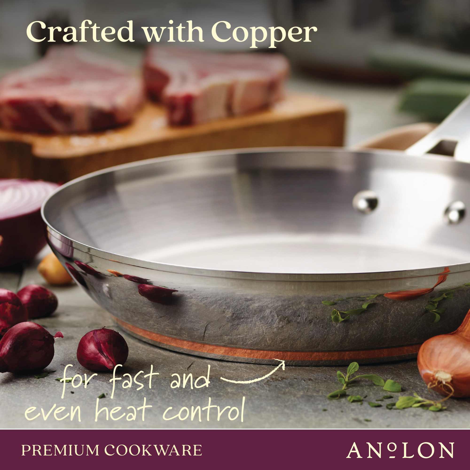 Anolon Nouvelle Copper Stainless Steel 10 Piece Cookware Set slider