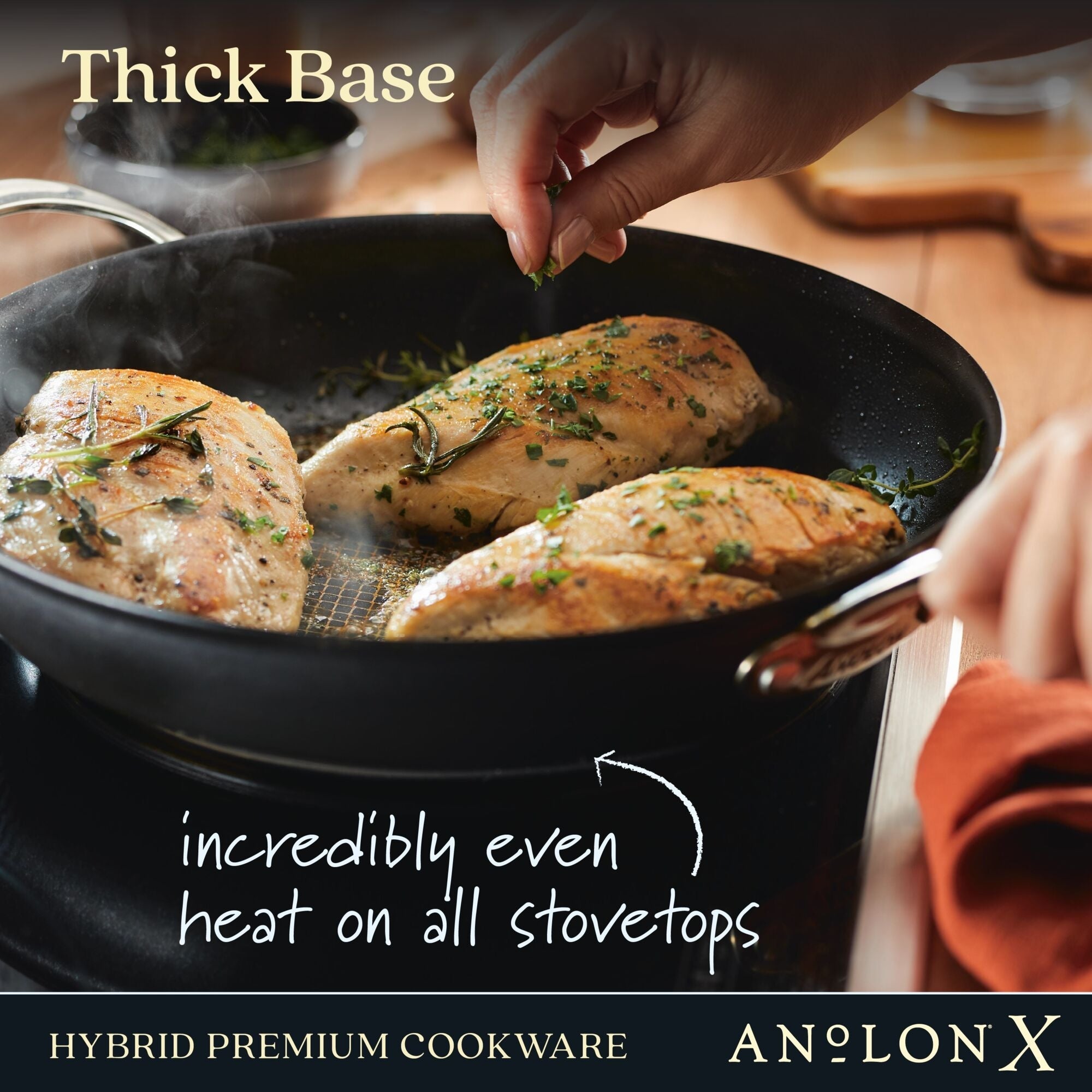 Anolon X Hybrid Stainless Steel Nonstick Induction Skillet 21cm & Casserole 24cm slider