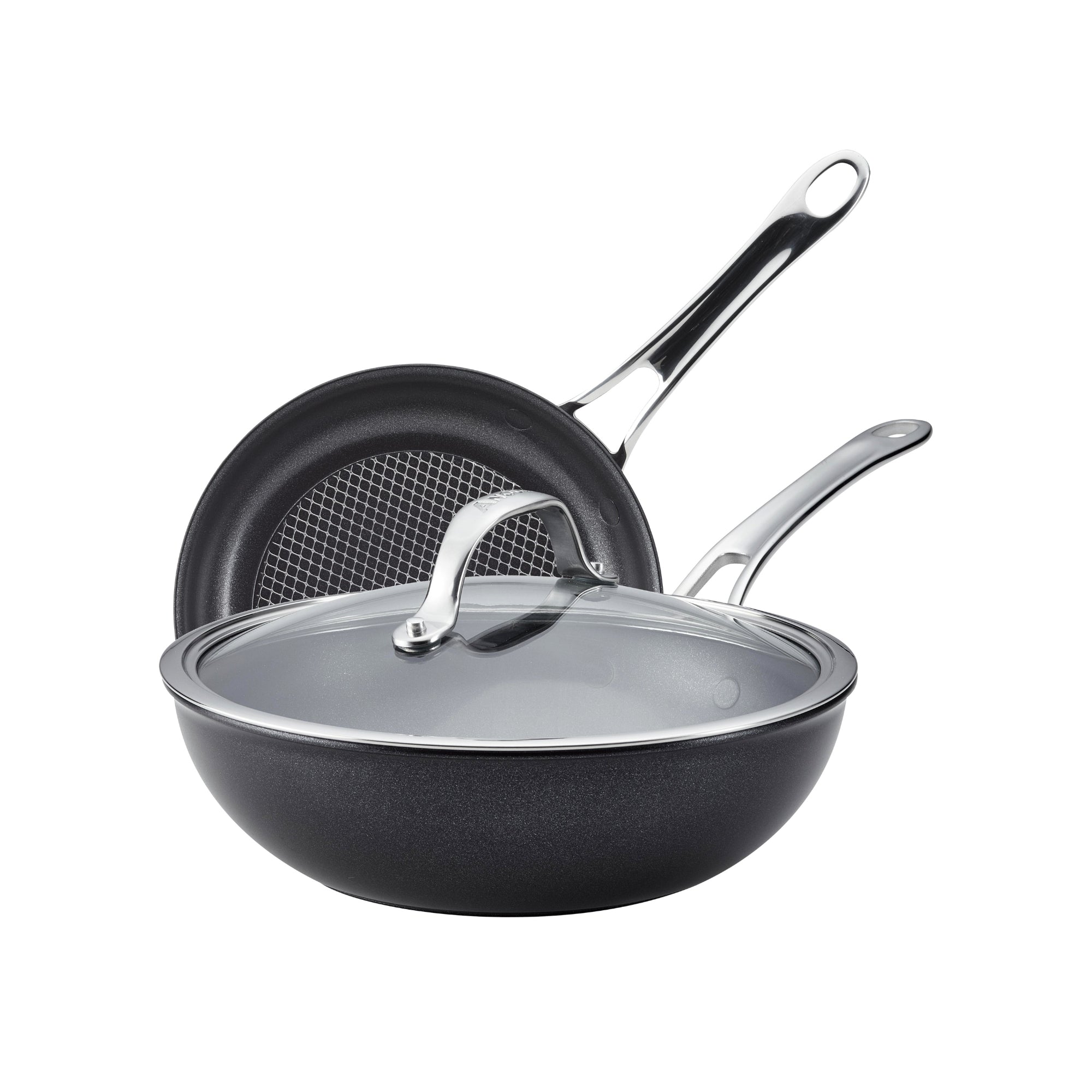 Anolon X Hybrid Stainless Steel Nonstick Induction Skillet 25cm & Stirfry 25cm slider