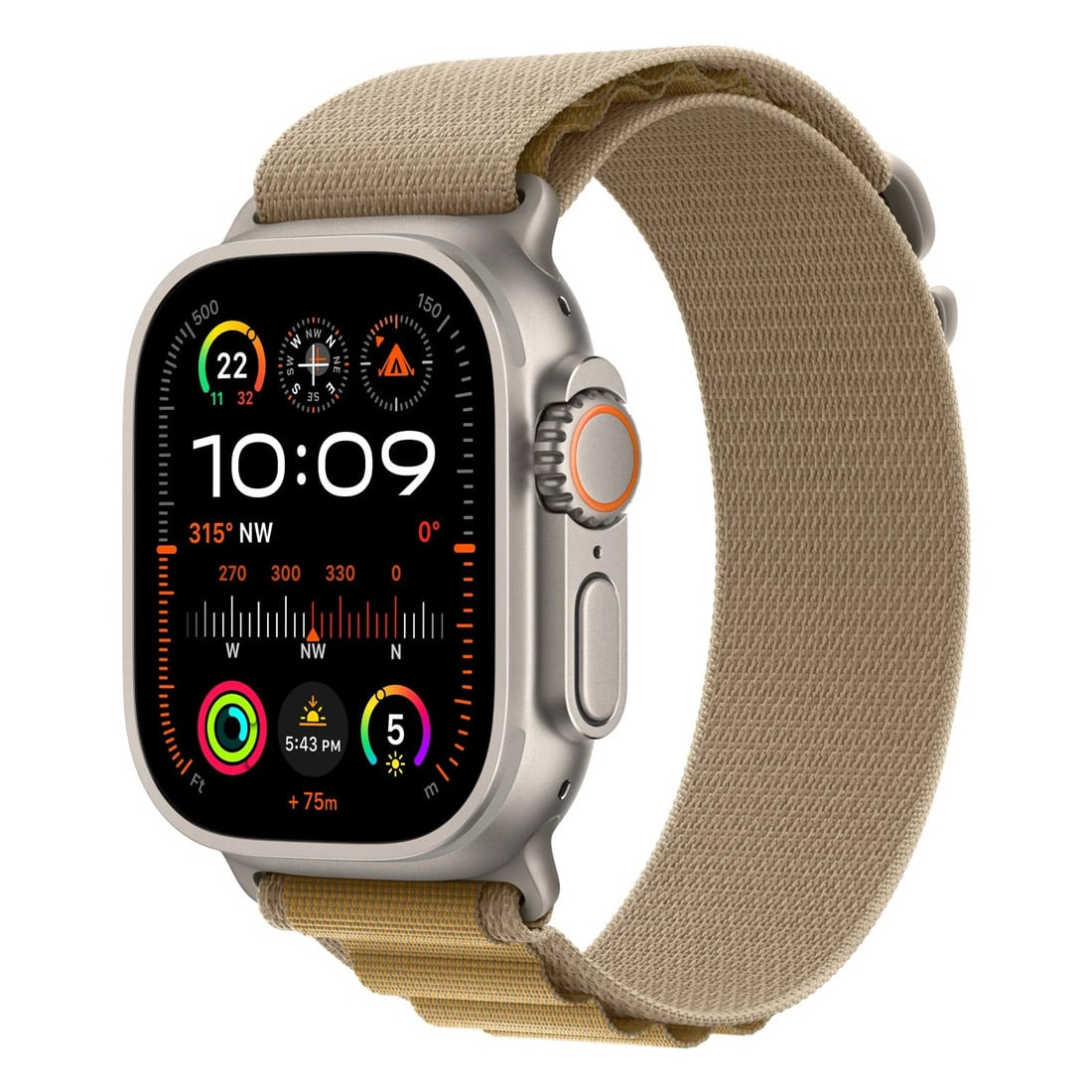 Apple Watch Ultra 2 49mm GPS + Cellular Natural Titanium Case w/ Tan Alpine Loop (Large) [Refur] - Excellent