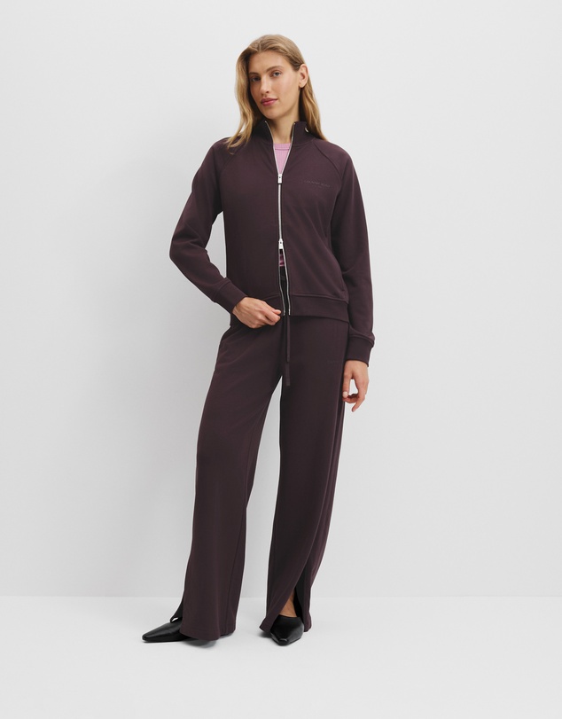 Australian Cotton Wide Leg Track Pant - Wine