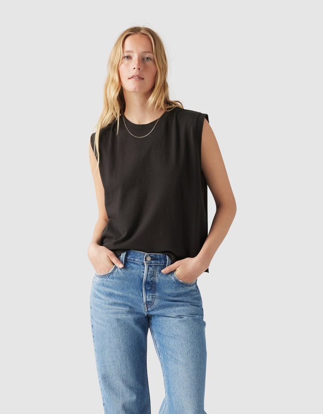 Boxy Tank - Caviar Slub