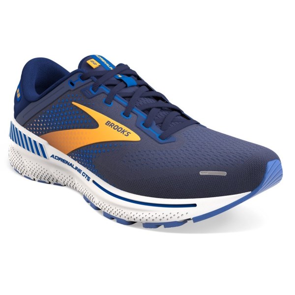 Brooks Adrenaline GTS 22 - Mens Running Shoes - Peacoat/Orange/White slider