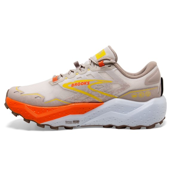 Brooks Caldera 7 - Mens Trail Running Shoes - White Sand/Chateau Grey/Yellow slider