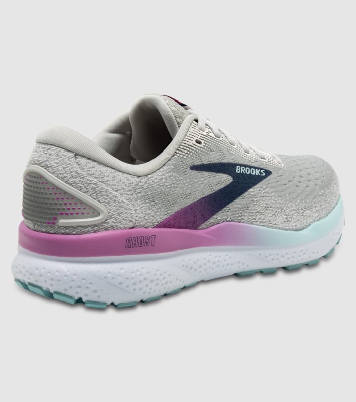 Brooks Ghost 16 (D Wide) Womens - WHITE GREY ESTATE BLUE slider