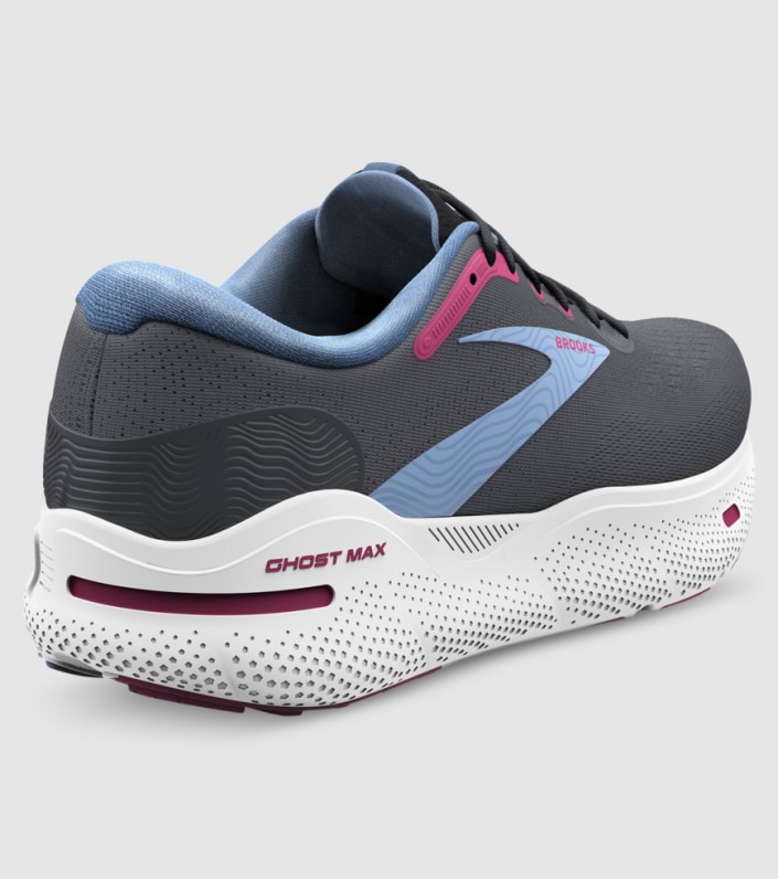 Brooks Ghost Max (2e X-Wide) Womens - EBONY OPEN AIR LILAC ROSE slider