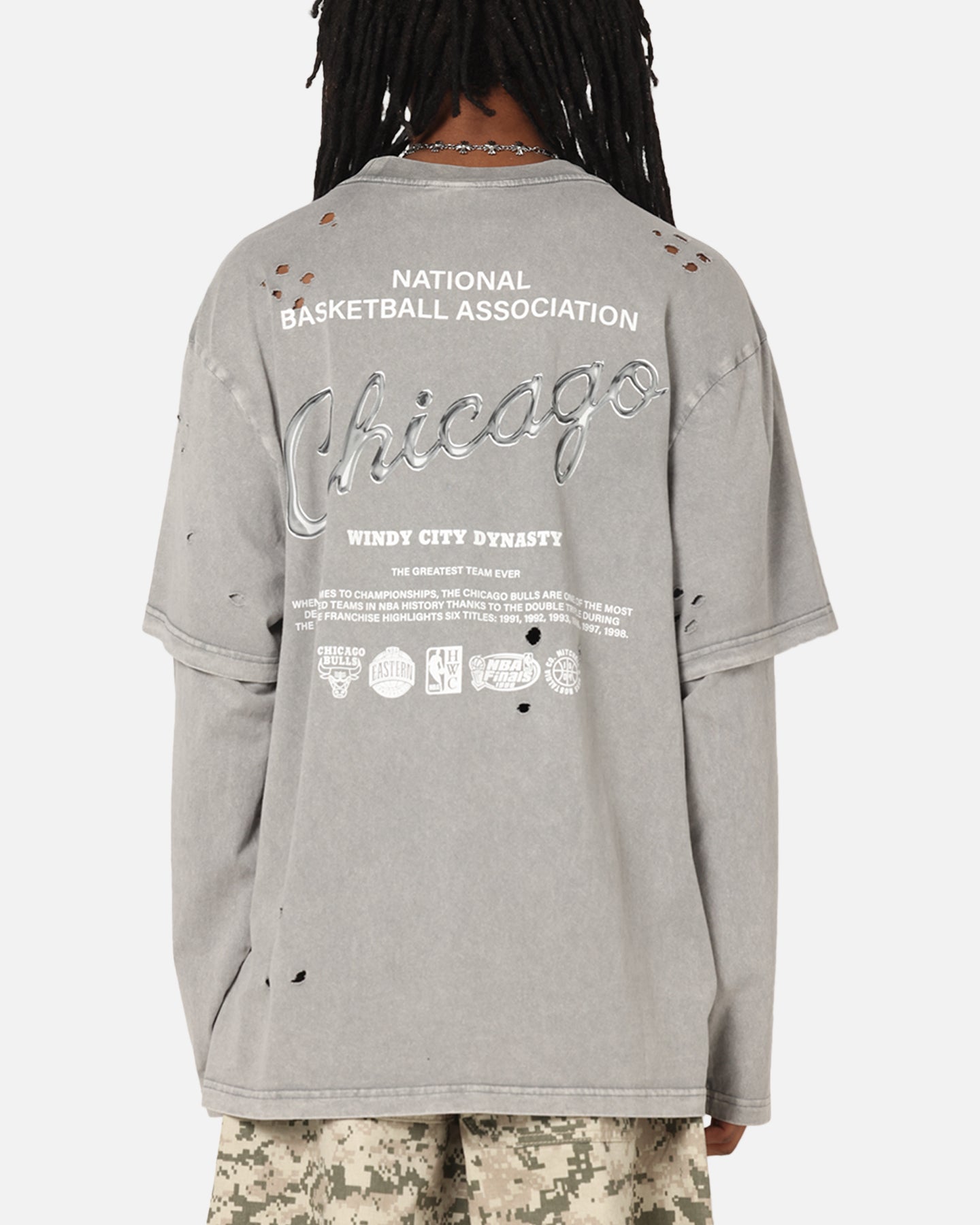 Chicago Bulls Chromed Mock Long Sleeve T-Shirt
