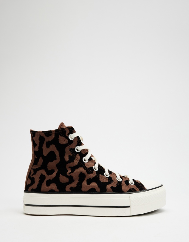 Chuck Taylor All Star Lift Platform Leopard Remix - Women's - Bear Nap, Black & Egret