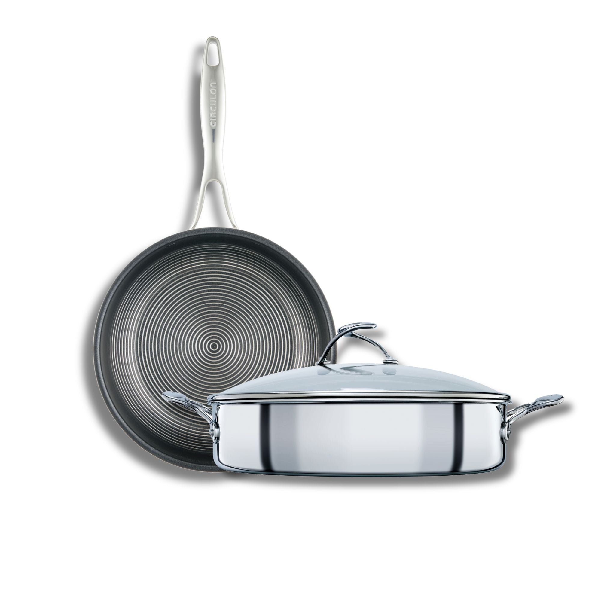 Circulon C-Series Hybrid Clad Stainless Steel Nonstick Induction Sauteuse 30cm & Frypan 32cm slider