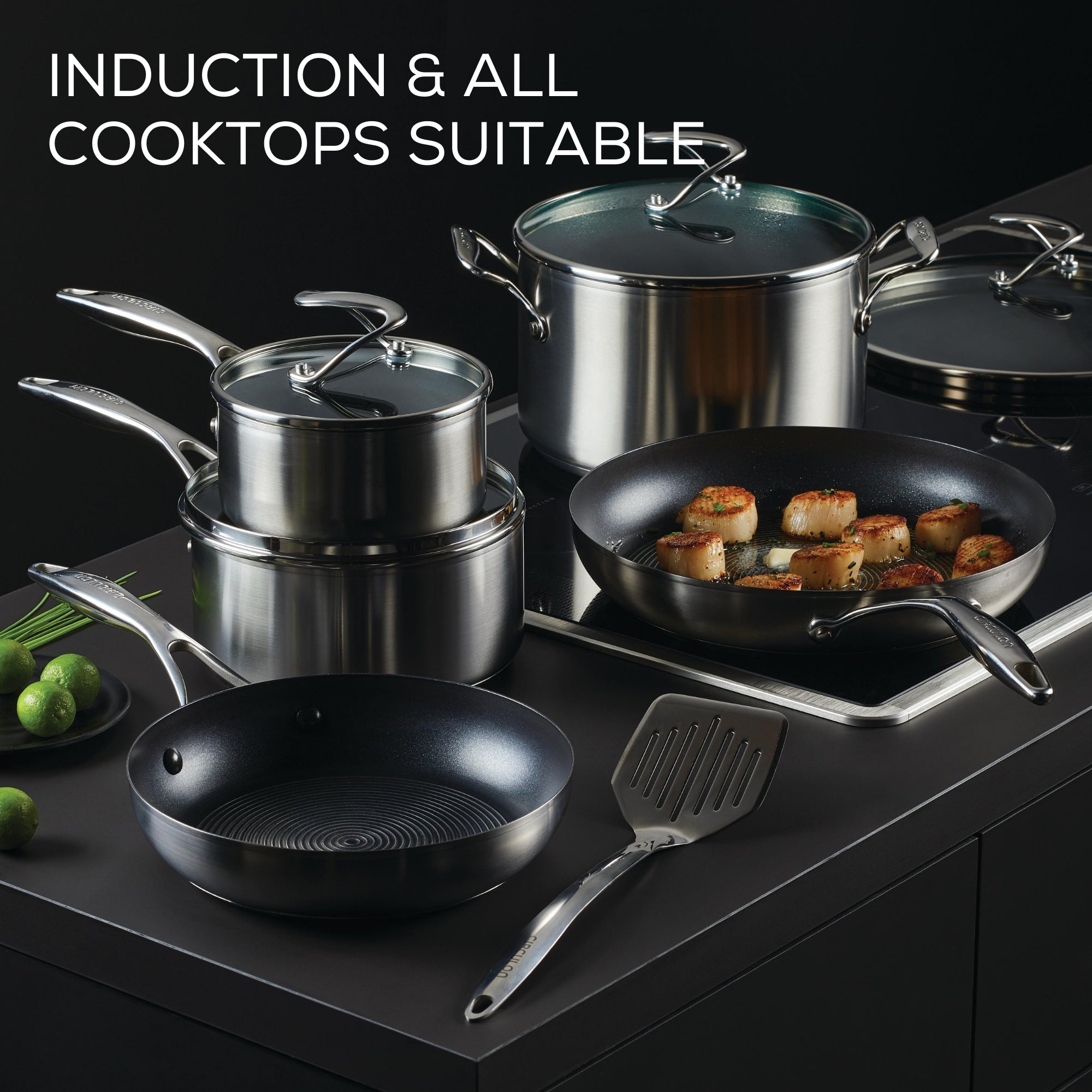 Circulon S-Series Hybrid Stainless Steel Nonstick Induction 3 Piece Saucepan Set slider