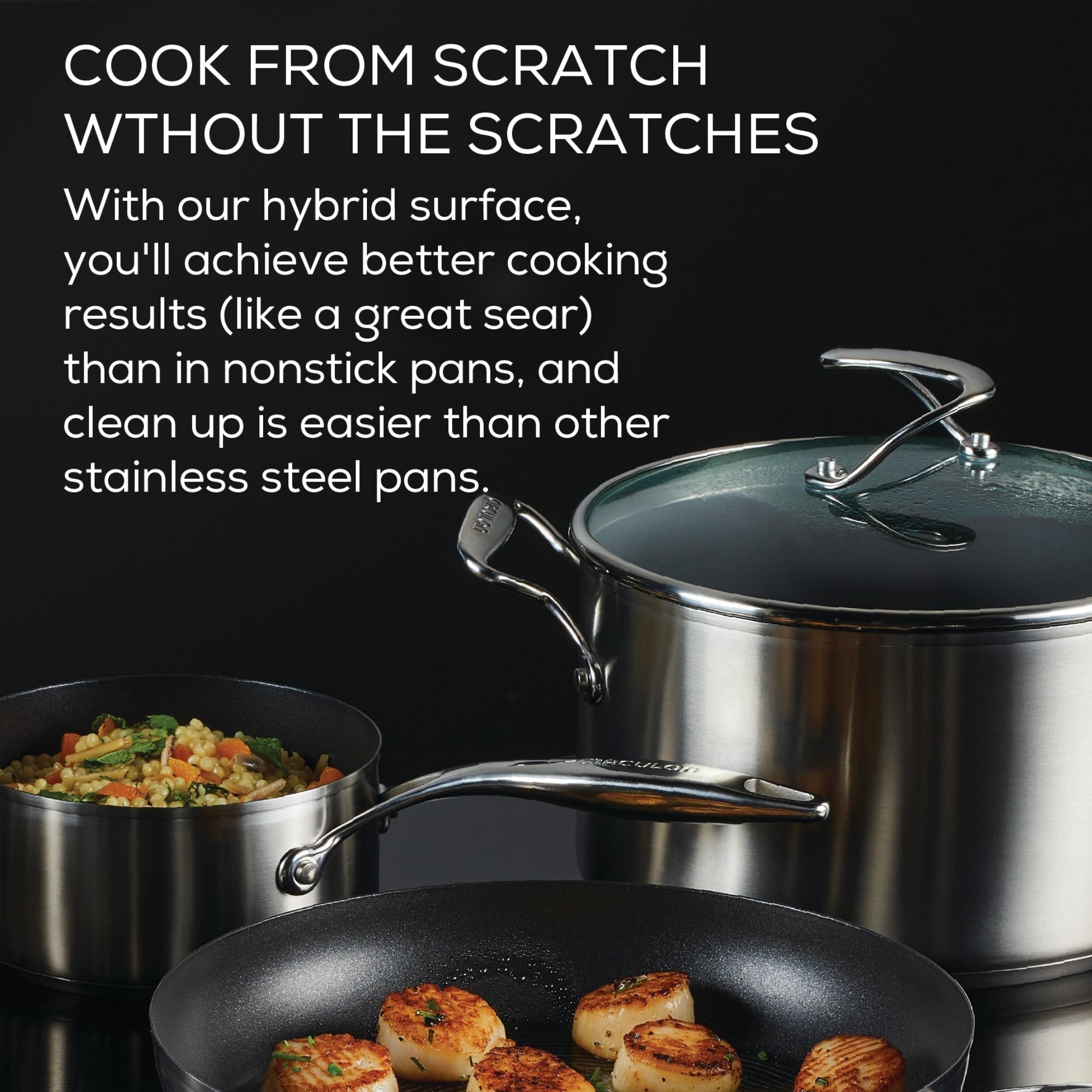 Circulon S-Series Hybrid Stainless Steel Nonstick Induction 3 Piece Saucepan Set slider