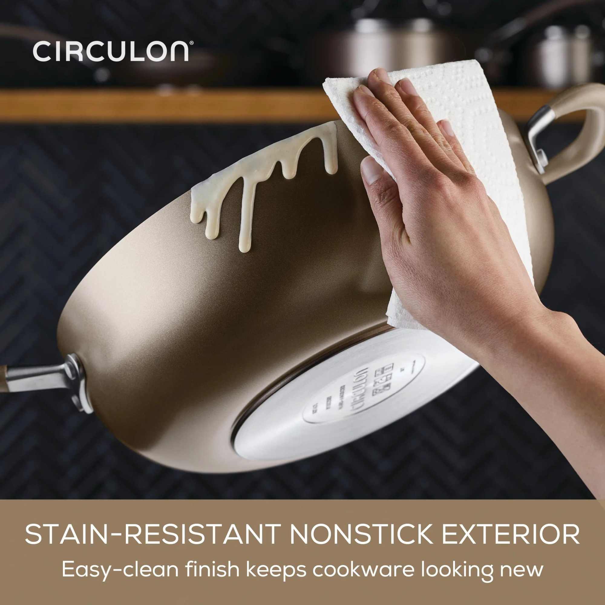 Circulon ScratchDefense A1 Nonstick Induction 10 Piece Cookware Set Champagne slider