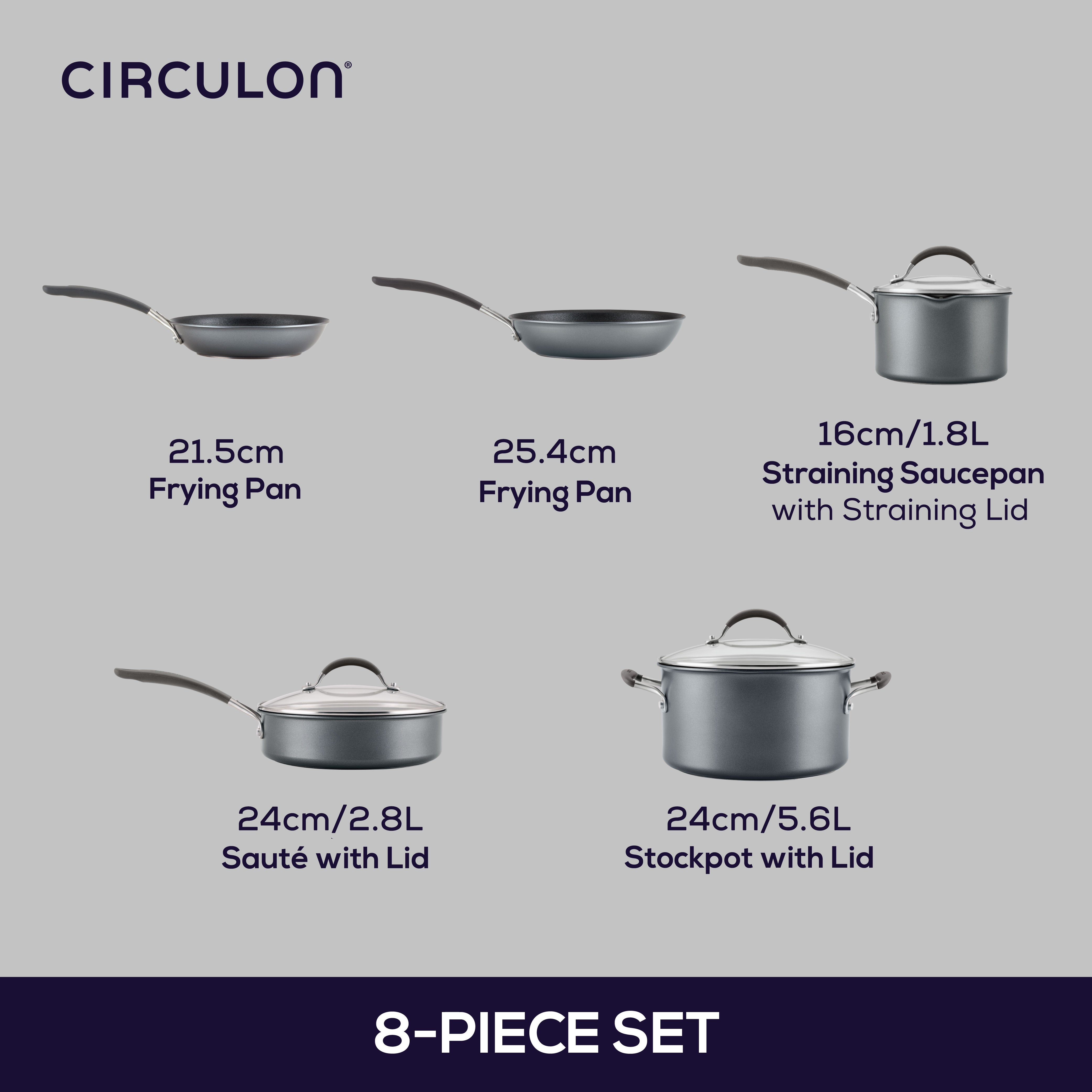 Circulon ScratchDefense A1 Nonstick Induction 8 Piece Cookware Set slider