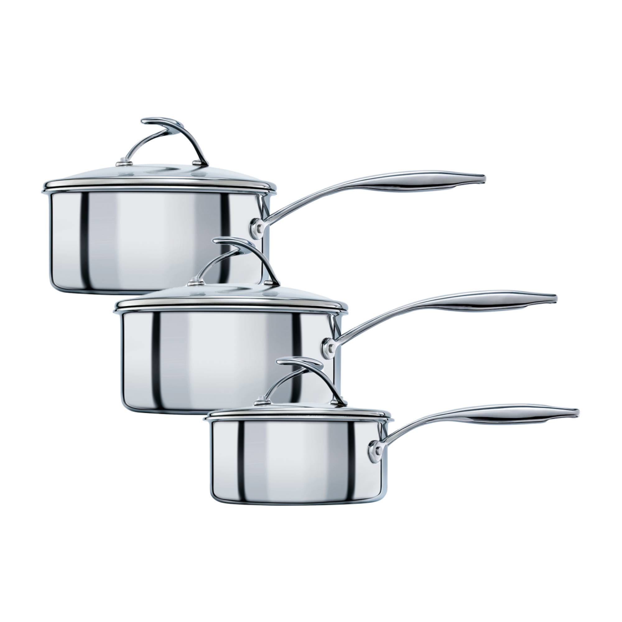 Circulon Steelshield S Series 3pc Stainless Steel Saucepan Set - Silver/Grey slider