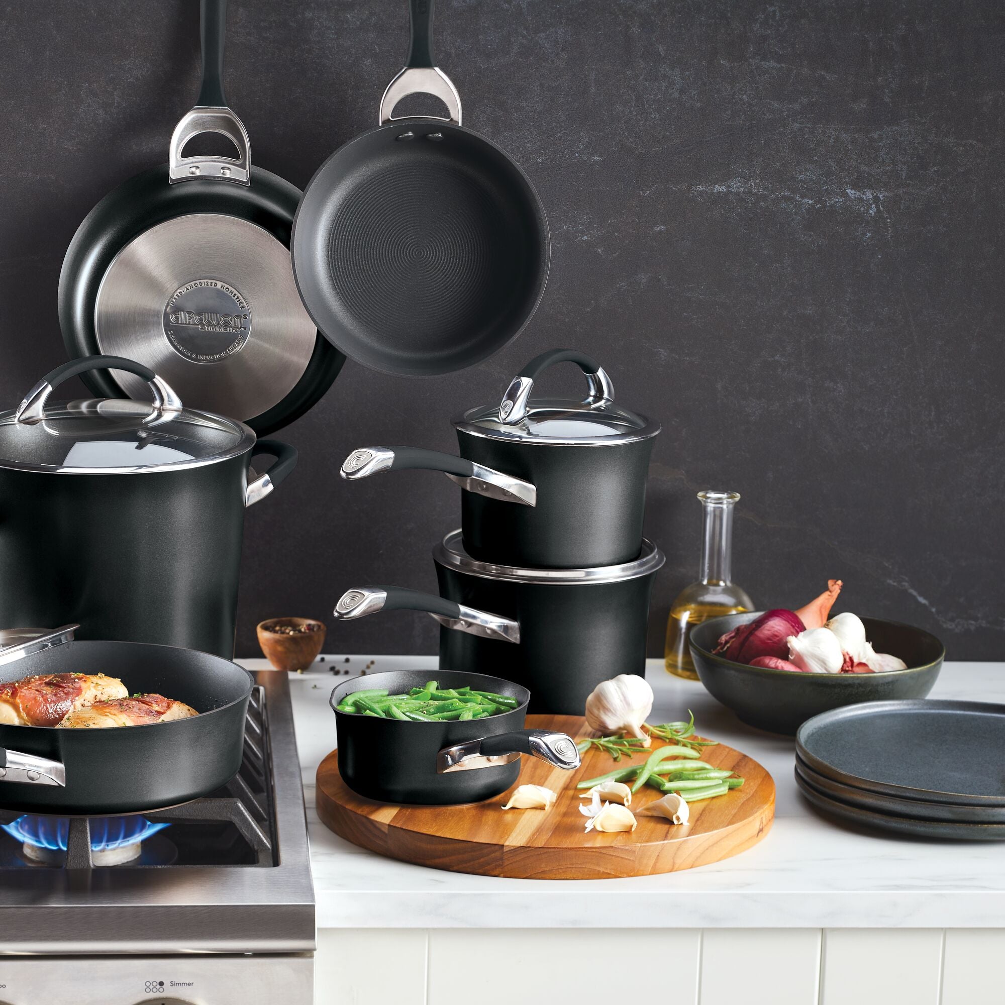 Circulon Symmetry Nonstick Induction 11 Piece Cookware Set Black slider