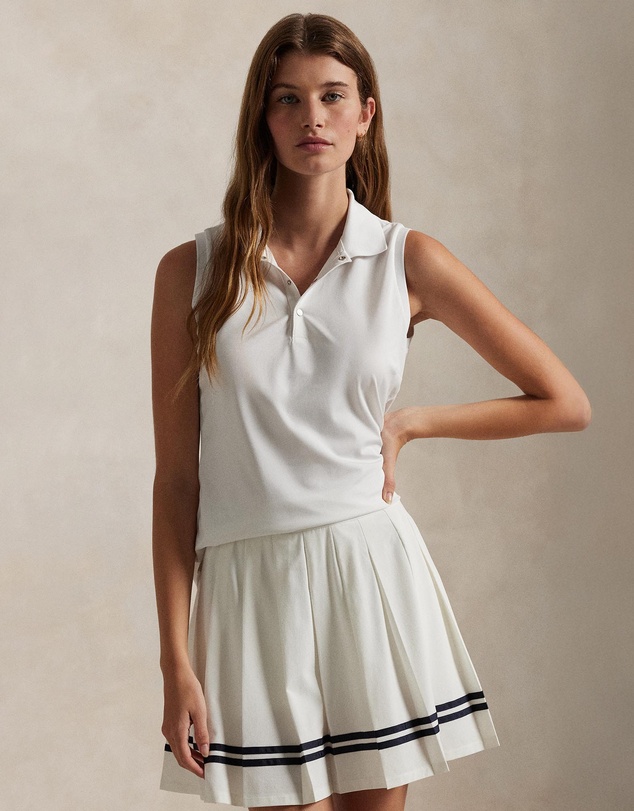 Classic Fit Sleeveless Polo Shirt - Ceramic White