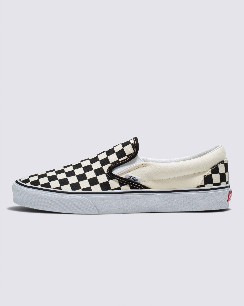 CLASSIC SLIP-ON - BLACK AND WHITE CHECKER/WHITE slider