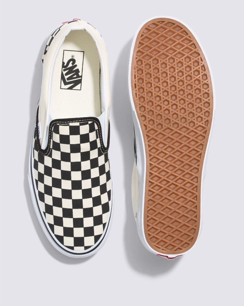 CLASSIC SLIP-ON - BLACK AND WHITE CHECKER/WHITE slider