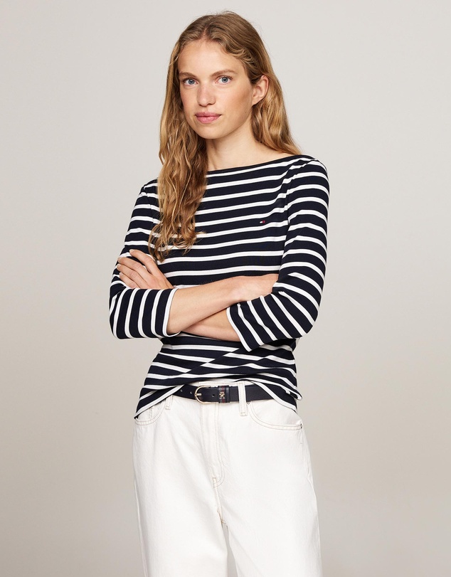 Cody Boat Neck T-Shirt - Nos Breton Desert Sky & Ecru