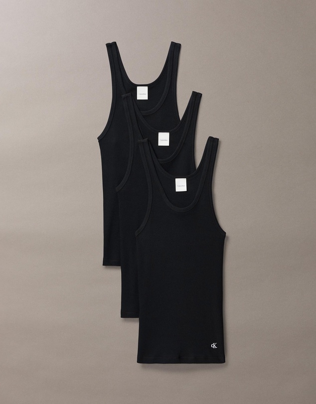 Cotton 3 Pack Tank Tops - Black, Black & Black