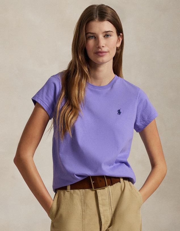 Cotton Jersey Crewneck Tee - ICONIC EXCLUSIVE - Hyacinth