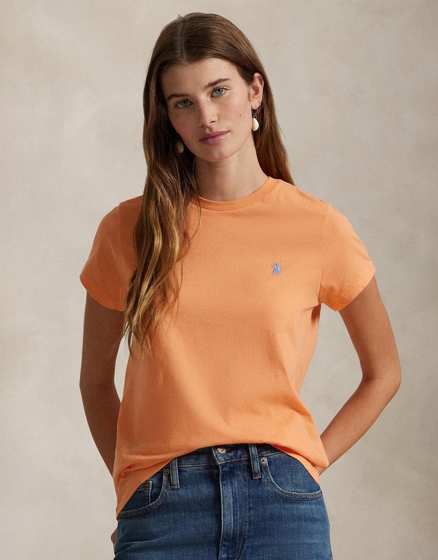 Cotton Jersey Crewneck Tee - ICONIC EXCLUSIVE - Sunfade Orange