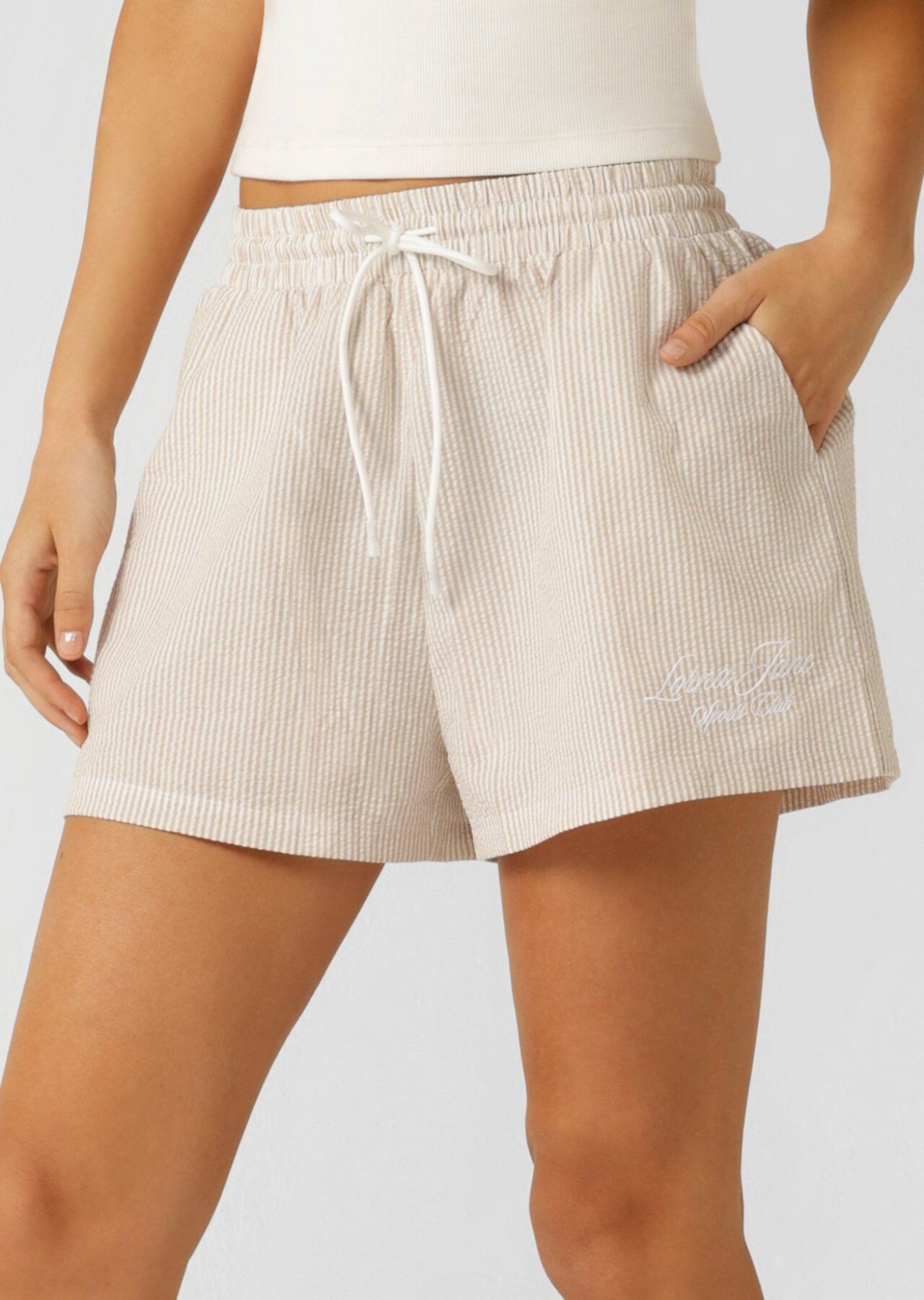 Country Club Seersucker Shorts - Latte Stripe slider