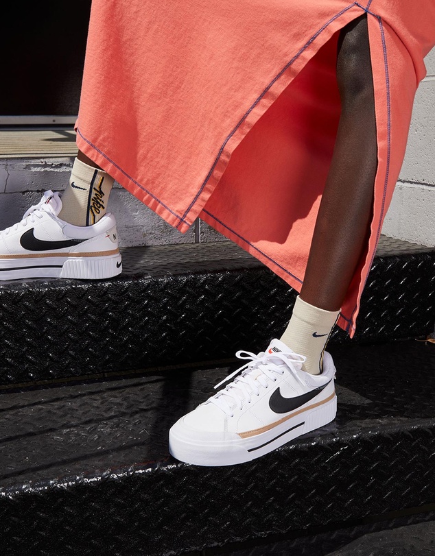 Court Legacy Lift - Women's - White, Black, Hemp & Team Orange