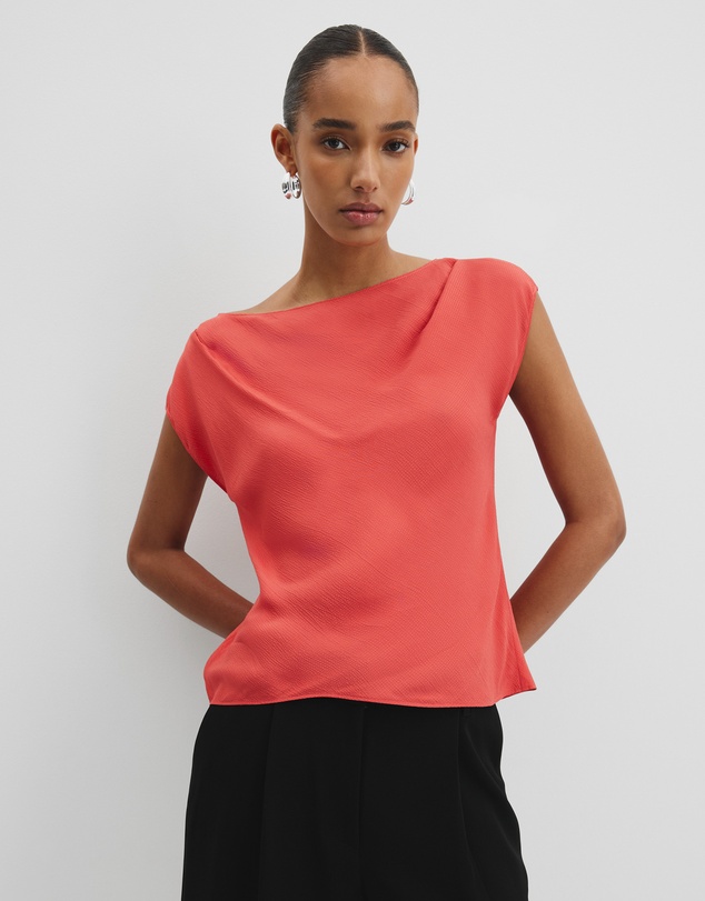 Crinkle Bias Top - Cayenne