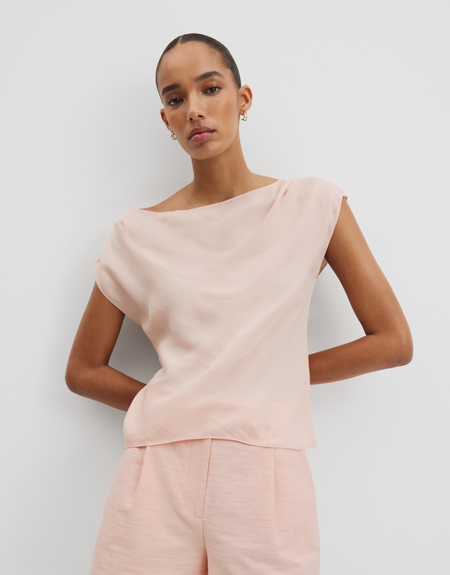 Crinkle Bias Top - Guava Tint