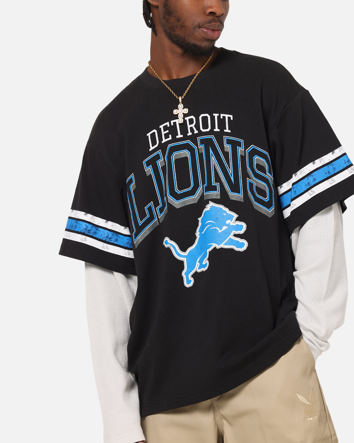 Detroit Lions Waffle Mock Layer Long Sleeve T-Shirt slider