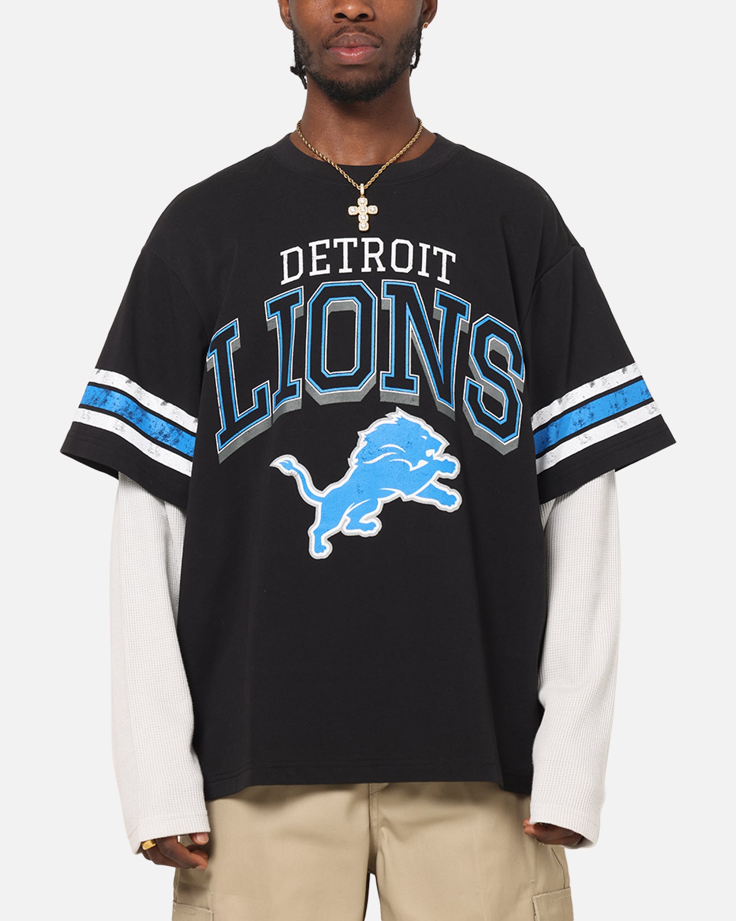 Detroit Lions Waffle Mock Layer Long Sleeve T-Shirt