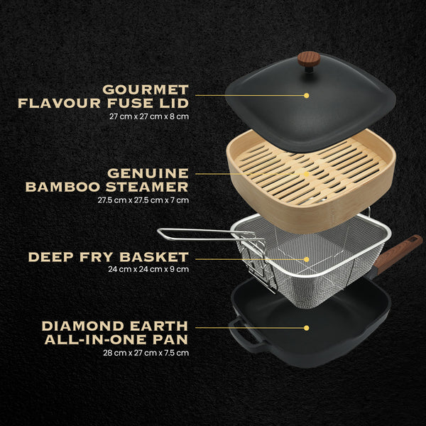 Diamond Earth® Fusion XL All-in-one Pan & Pot 4pc Set Buy 1 Get 1 FREE slider