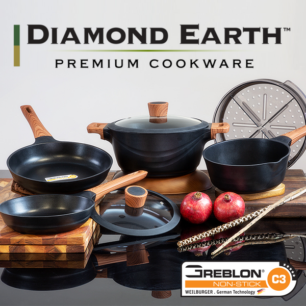 Diamond Earth® Premium Cookware 7pc Set + FREE E-BOOK + Mighty Mix™️ 3-in-1 Blender Set slider