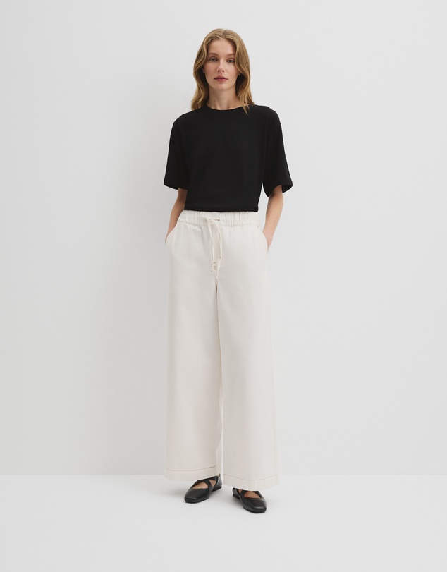 Drawstring Jean - White