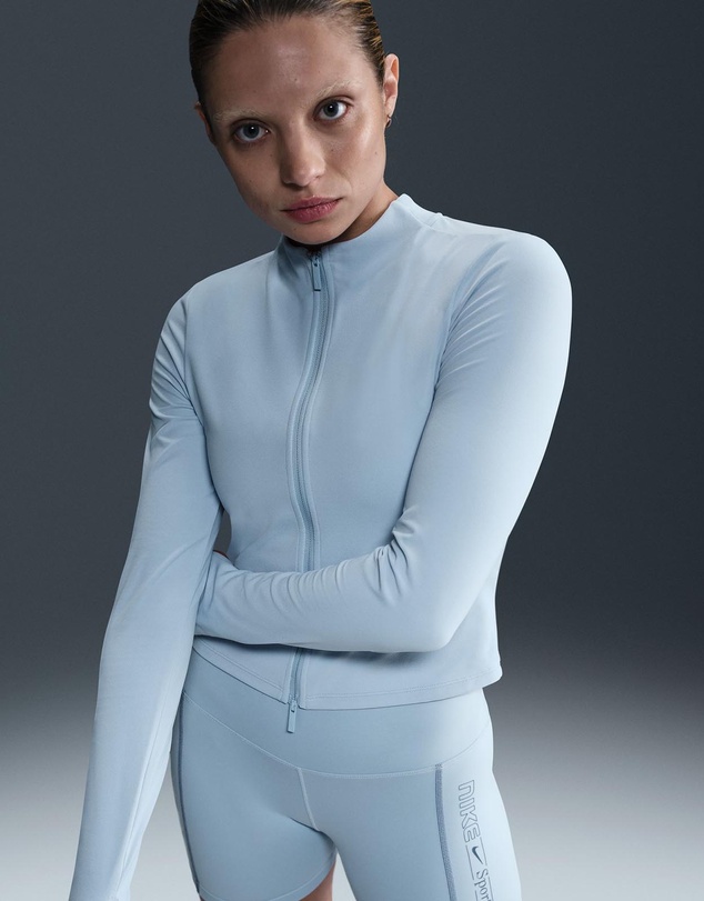 Dri-FIT Full-Zip Long-Sleeve Top - Light Armory Blue & White