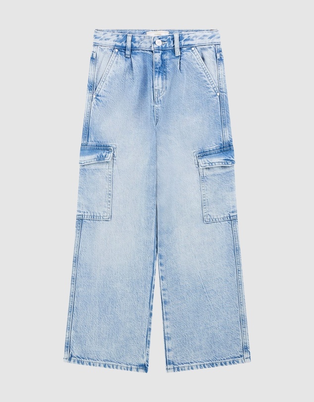Eco Tencel Denim Cargo Pants - BLUE COTTON CANDY WASH