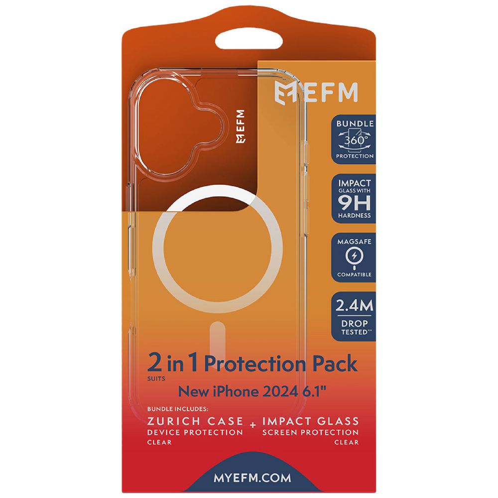 EFM Zurich iPhone 16 Case and Screen Protector Clear slider