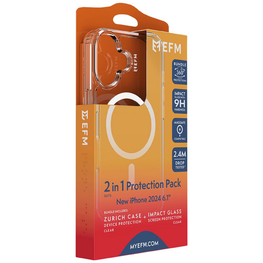 EFM Zurich iPhone 16 Case and Screen Protector Clear slider