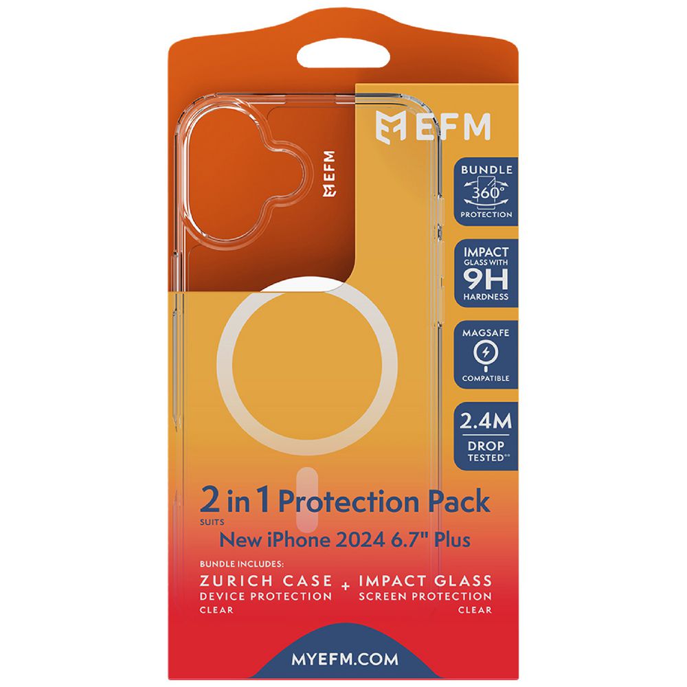 EFM Zurich iPhone 16 Plus Case and Screen Protector Clear slider