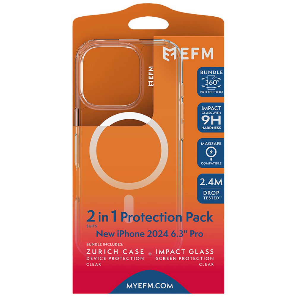 EFM Zurich iPhone 16 Pro Case and Screen Protector Clear slider