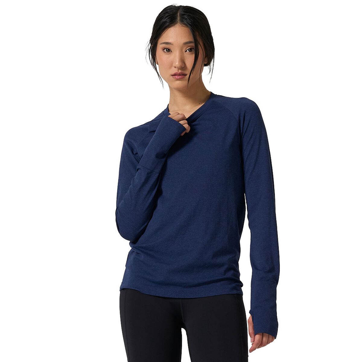 Ell & Voo Womens Reili Seam Free Long Sleeve Tee - Blue